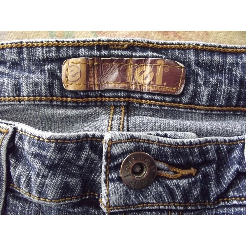 L.E.I. Jeans Junior Size 11 x29"inseam Mid Rise Flare Leg 5-pockets blue stretch - Picture 5 of 10